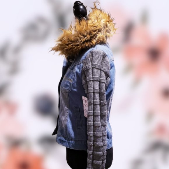 💋Eden One faux fur trim Jean Jacket size S - Picture 4 of 8
